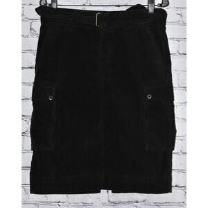Blue Label Ralph Lauren Women's Black Corduroy Cargo Belted Pencil Skirt Size 6